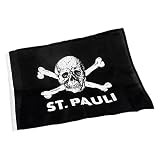 St. Pauli - Bandera (100 x 150 cm), diseño de calavera, color negro y blanco negro negro Talla:Talla única