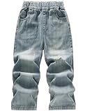 WIYOSHY Pantalones de Mezclilla Rasgados Husky para niños, Pantalones de Cintura elástica para la Escuela y el Juego (FR/ES, Números, 150, Regular, Azul)