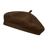 Alaoo Sombrero de Boina Francesa,Sombrero Lana Clásico de Boina MujerMarrón