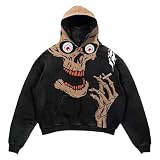 Sudadera con capucha para hombre, diseño gráfico estético, unisex, Negro, XL