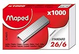 Grapas Maped 26/6, Caja Compacta con 1000 Unidades, Diseño Estándar para Grapadora, Acero Resistente para Oficina y Escuela, Compatible con la Mayoría de Grapadoras, Sujeción Firme y Precisa