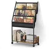 Bikoney Soporte para Discos de Vinilo hasta 200 Álbumes – Soporte de 3 Niveles con Estantes Expositores, Mueble Organizador para LPs, Libros, Revistas, Almacenaje para Colección de Vinilos Más Grande