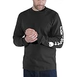 Carhartt, Herren, Lockeres, schweres, langärmliges T-Shirt mit Logo-Grafik auf dem Ärmel, Schwarz, M