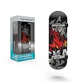 BIGH Fingerboard Profesional de Madera Natural de Arce - Monopatin para Dedos - Finger Skate pequeño - Patín para Regalar y Jugar - Fingerskate Colecionable - Color: Fire