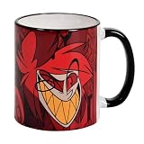 Elbenwald Taza Alastor Con Impresión Completa Para Fans De Hazbin Hotel - Capacidad 320 Ml, Altura 10 Cm - Cerámica Roja