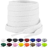Shecret 2 Pares de Cordones, Cordones Planos de 8mm, Cordones Zapatillas Deporte Para Zapatillas Deportivas, Correr, Adultos, Niños, Poliéster (Blanco, 110 cm - 2 Paar)