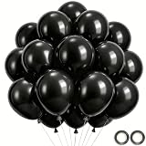 Wayfun 52 Globos Negros, 12 Pulgadas Globos de Cumpleaños Negros, Balloons Negro Globo Látex para Helio Aire, Balones De Festa Aniversario para Decoracion Cumpleaños Boda Baby Shower Bautizo Carnaval