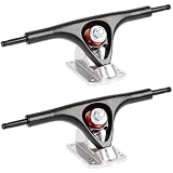 Mach1 2 ejes de aluminio para longboard Trucks, ancho del eje: 245 mm, ancho del colgante: 180 mm, ángulo de 50° (negro y plateado)