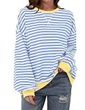 DUOEASE Jersey Mujer Manga Larga Sudadera Sin Capucha Camiseta Oversize Top