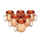 Zap Impex - Cobre martillado de cobre puro - Mule de Moscú - Ideal para todas las bebidas frías Bar o para el hogar Juego de regalo grande de 6
