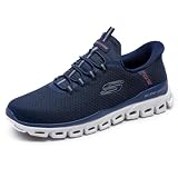 Skechers Hombre Glide-Step Noxus Slip-On, Navy Mesh/PU, 42 EU