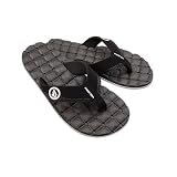 Volcom Chanclas reclinables para hombre, color negro y blanco, talla 11 UK, Negro Blanco Nuevo, 45 EU