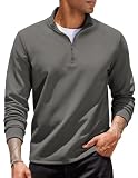COOFANDY Sudadera Hombre 1/4 Cremallera Jersey Sin Capucha Gris Oscuro M