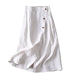 DSKK Falda de Lino para Mujer, Falda de Cintura elástica para Mujer Vestido de Lino,Falda Mujer (Blanco,XL,FR/ES,Letras,XL)
