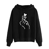Sudadera para Mujer,riou Sudadera con Capucha Adolescentes Chica Estampado Amor Manga Larga Tops Suéter Abrigo Jersey Mujer Otoño-Invierno Camiseta Hoodie Pullover