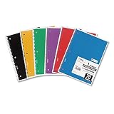 Mead Cuadernos en espiral, paquete de 6, 1 materia, papel rayado universitario, 10-1/2 pulgadas x 8 pulgadas, 70 hojas por cuaderno, colores surtidos (73065)