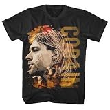 Kurt Cobain Camiseta de Color con Vista Lateral Negra, Negro, L