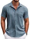 COOFANDY Prenda Masculina veraniega Corta Deportiva Normal Tejido Fresco costero con Compartimentos Azul Oscuro L