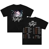 ADO Hibana World Tour 2025 Camiseta de manga corta de algodón con cuello redondo para hombre y mujer, Negro, XXL