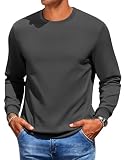 COOFANDY Sudadera Jersey De Hombre con Cuello Redondo Camiseta De Manga Larga Sudadera BáSica Sin Capucha Invierno Jersey Negro XL