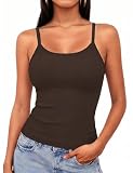 Aottori Camiseta sin Mangas Mujer Cuello Redondo Canalé Ajustada Marrón XL