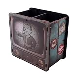 FaNaTtik Fallout Desk Tidy - Organizador de escritorio retro con licencia oficial de Vault‑Tec con Vault Boy, soporte para bolígrafos y lápices de MDF para juegos u oficina