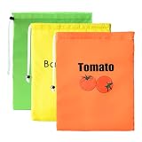 Bekecidi 3 bolsas de plátano amarillas y bolsas de lechuga verde, bolsas de almacenamiento de verduras, bolsas reutilizables de plátano para mantener frescas, bolsa de almacenamiento con cordón que