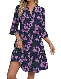 Zeagoo Vestido Verano Mujer la Rodilla Manga 3/4 Vestido Suelto Bolsillos