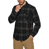 Brixton Men's Bowery L/S Flannel, Black/Charcoal, XL