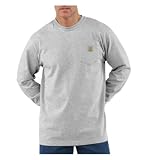 Carhartt Pocket T-Shirt de manga larga, Loose Fit, tejido grueso Para Hombre, Jaspeado gris, L