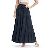Alaoo Faldas Largo Mujer,2 en 1 Elástica Falda Larga Bohemia,Azul marino