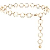 MELLIEX Cinturón de Cadena para Mujer, Cinturón de Metal Moda Cinturón de Cadenas de Cintura Ajustable para Falda Vestido, Oro