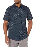 Amazon Essentials Camisa Estampada de Manga Corta de Corte Ajustado 100% Algodón para Hombre, Azul, XL