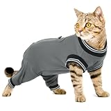 Body Op de gato para perros y gatos, ropa postoperatoria con piernas para castración, traje de recuperación para cirugía de pierna trasera (gris, L)