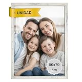 MARCOFOTO Marco de Fotos para Pared Portafotos MDF con Plexiglas, uso Vertical u Horizontal - Decoración Hogar u Oficina, Diplomas - Color Blanco Vintage 50x70 cm