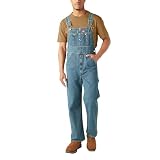 Dickies Hombre, Mono de tirantes en tejido denim con efecto desgastado, AZUL ÍNDIGO LAVADO A LA PIEDRA, 34W / 32L