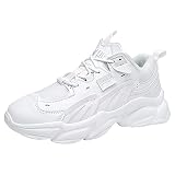 Jamron Hombre PU + Malla Zapatos Deportivos Moda Chunky Sneakers Zapatillas de Cuña Blanco SN071023 EU43