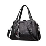 Coolives Bolso Hobo con Bandolera para Mujer Bolsos de Hombro en Cuero de PU Negro