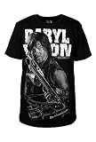 Camiseta negra de Fuman con cuello redondo y mangas cortas de algodón estampado, Negro , L