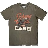 Johnny Cash Desert Cowboy Stone Wash Camiseta, verde, L