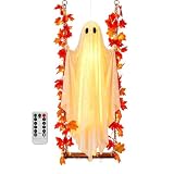 Swinging Ghost Outdoor Decor - Scary Spooky Glowing Flying Party Prop