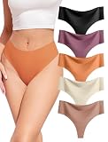 VOENXE Tangas Sin Costuras Mujer Pack,Cintura Alta Invisible Bragas Mujer