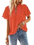 TUUHAW Ropa Mujer Talla Grande Camisetas Manga Corta Naranja Brillante XXL