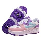 Mateju Zapatos con Ruedas para Niños y Niñas, Patines Multiusos 2 en 1, Zapatillas Deportivas al Aire Libre con 4 Ruedas Retráctil, Zapatillas de Skateboarding de Moda