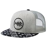 Bassdash Flat Brim Trucker Cap Ajustable Snapback Hat Mesh Back para Hombres Mujeres Pesca Caza
