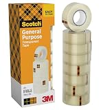 Scotch Cinta Adhesiva Transparente - 8 rollos - 19mm x 33m - Cinta Adhesiva para Uso General para el Colegio, el Hogar y la Oficina