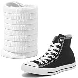 UamGlsob Cordones Planos de Algodón para Converse Altas(Pure White,140cm) | Cuerdas de Repuesto Largas para Zapatillas Deportivos Clásicos de Lona