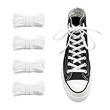 UamGlsob 2 Pares Cordones Elásticos Planos para Converse Altas White,140cm | Cordón de Repuesto Stretch 8mm de ancho para Zapatillas Deportivas y Lona, Spandex Material