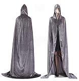 CHSYOO Capa Larga con Capucha Gris con túnica para la Fiesta de Disfraces de Halloween Bruja Vampiro Vampiro Cosplay Disfraces