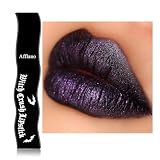 Brillo de labios morado oscuro, lápiz labial morado multicromo negro, labial metálico brillante barro de labios morado vegano de larga duración pigmentado para maquillaje de carnaval gótico de
